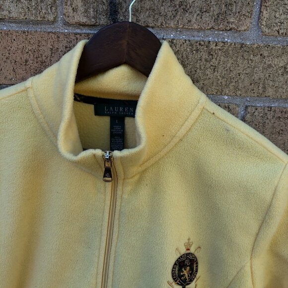 Vintage Ralph Lauren Embroidered Fleece Zip Up Large Yellow - Picture 3 of 7